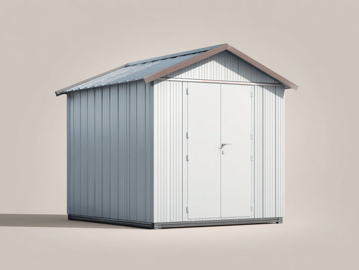 Garden Shed Metal Storage 240x200x220 cm - Light Brown-Light Grey-White - Outdoor Tool Storage Design-Comfyix