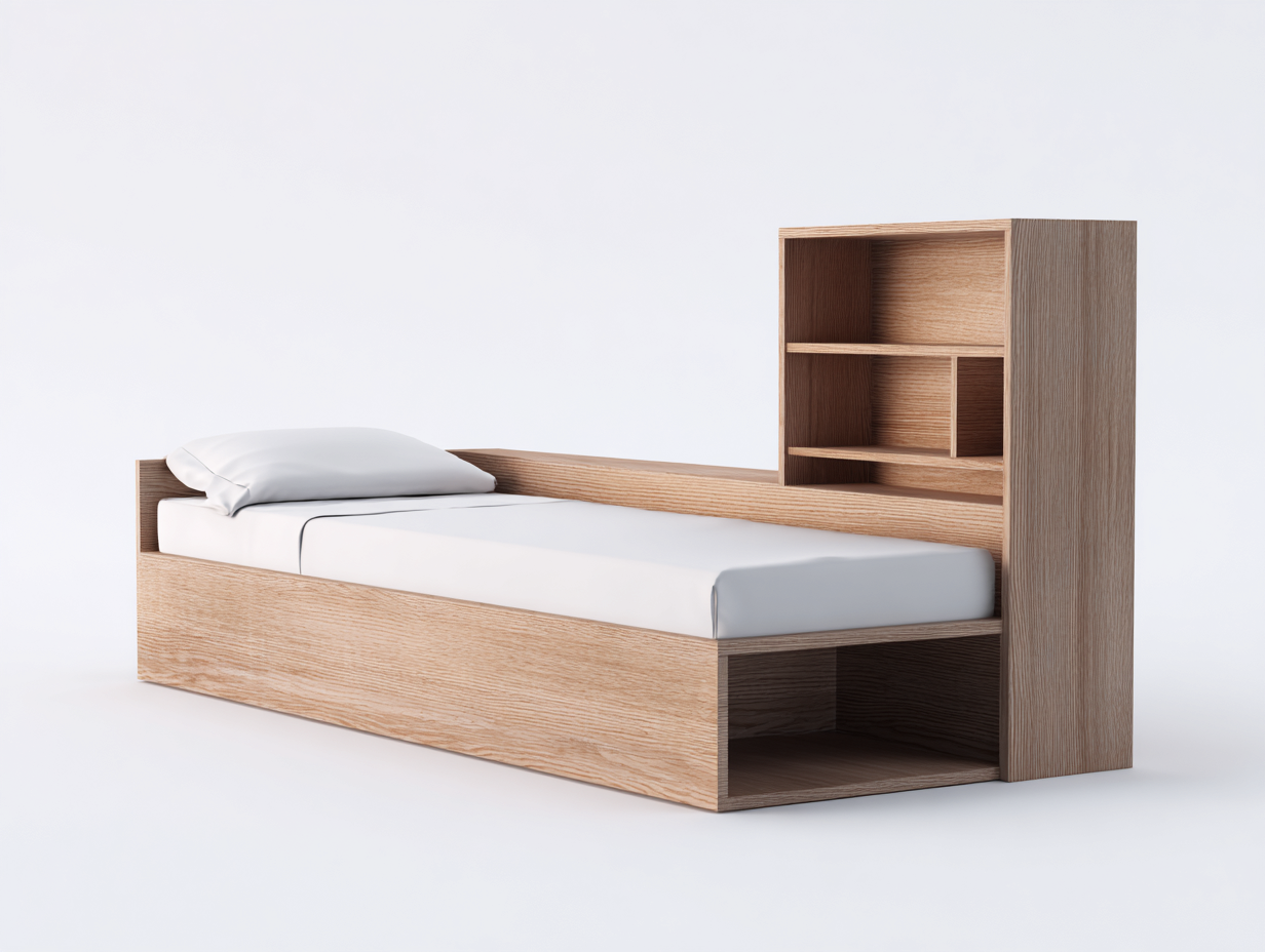 Single Bed Wooden Frame with Storage Shelving 190x95x85 cm - Brown - Modern Design-Comfyix