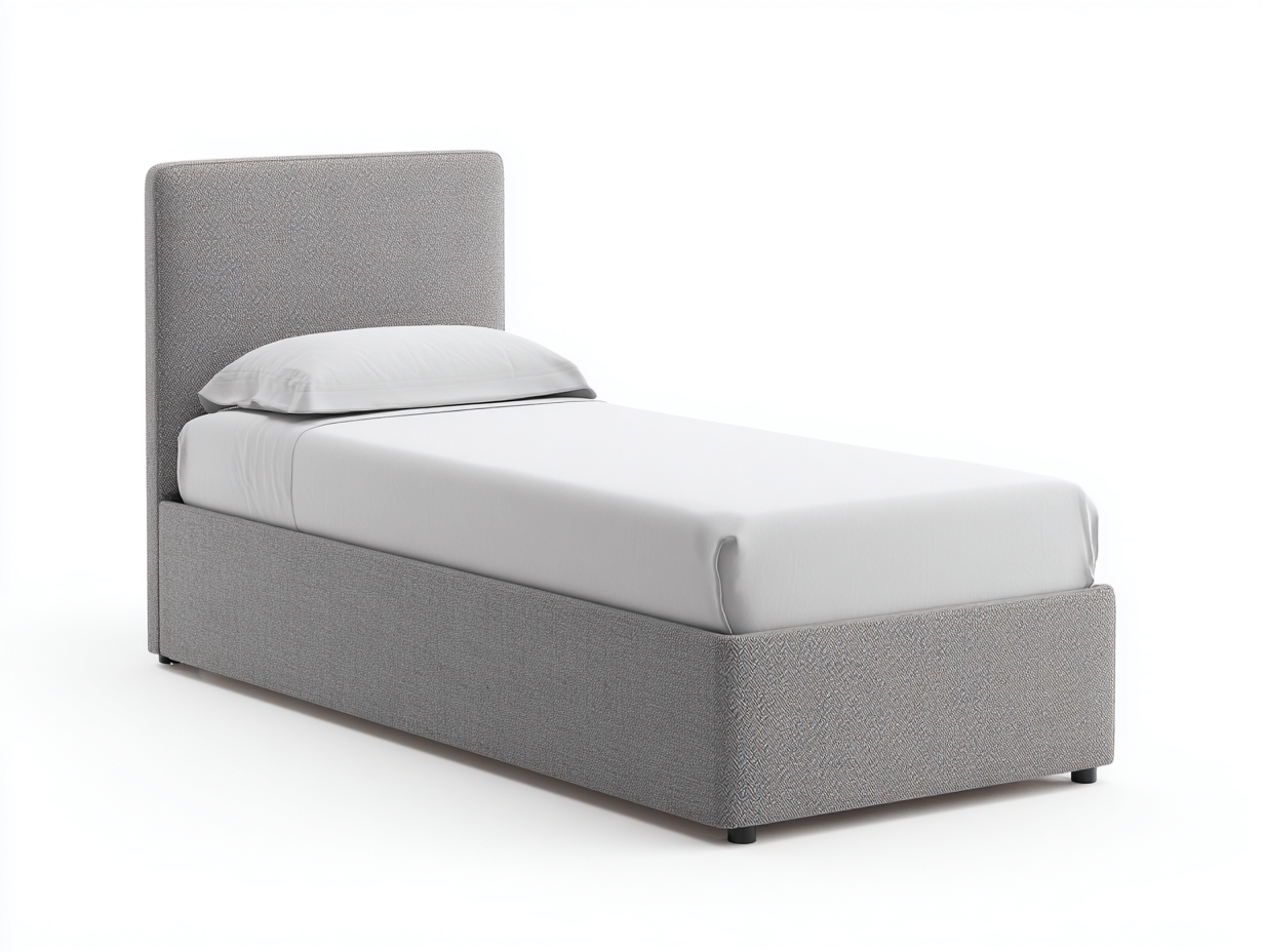 Single Bed Upholstered Fabric 190x90x105 cm - Grey - Modern Design-Comfyix