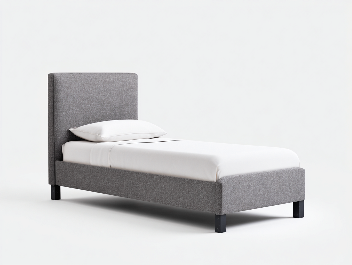 Single Bed Fabric Upholstered 188x92x100 cm - Grey - Modern Design-Comfyix