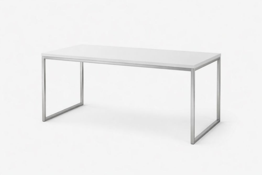 Rectangular Dining Table White MDF Top Metal Frame 180cm