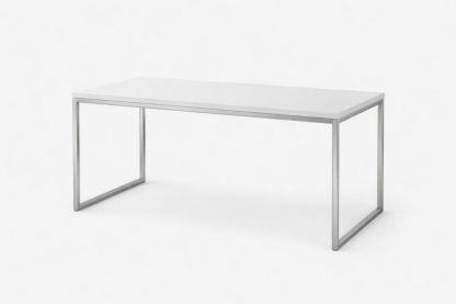 Rectangular Dining Table White MDF Top Metal Frame 180cm