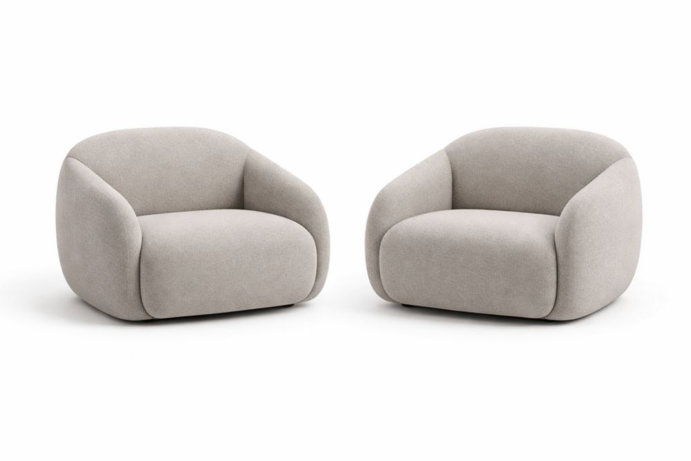 Set of 2 Fabric Armchairs Polyester Upholstered Lounge Chairs 90cm x 85cm x 70cm