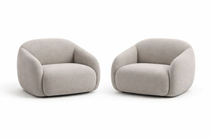 Set of 2 Fabric Armchairs Polyester Upholstered Lounge Chairs 90cm x 85cm x 70cm
