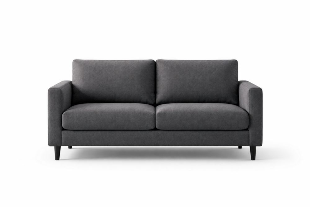 Dark Grey Fabric Two-Seater Sofa with Wooden Frame