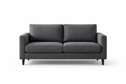 Dark Grey Fabric Two-Seater Sofa with Wooden Frame