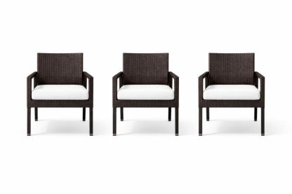 Wicker Patio Armchair Set with Cushions Brown Set of 3-Livovarioa