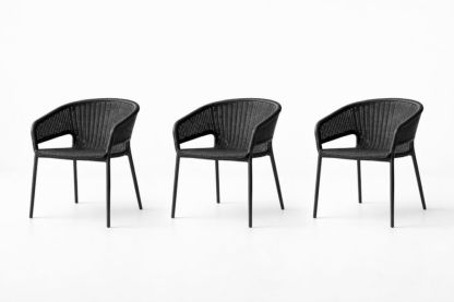 Black Metal and Rattan Lounge Chair Set of 3-Livovarioa