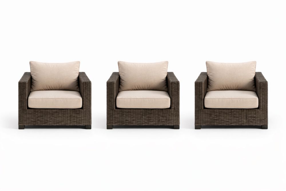 Rattan Armchair Set with Cushions-Livovarioa