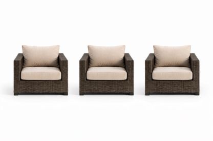 Rattan Armchair Set with Cushions-Livovarioa