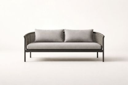 Outdoor Wicker Sofa with Aluminum Frame and Polyester Cushions Gray 180cm-Bloomviber