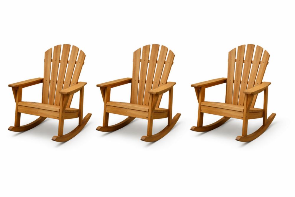 Set of 3 Wooden Adirondack Rocking Chairs Acacia 102x68x91 cm-Bloomviber