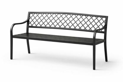 Outdoor Metal Bench Steel Frame Black Lattice Backrest 125cm x 60cm x 85cm-Bloomviber