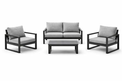 Outdoor Patio Furniture Set Metal Frame with Cushions Gray-Bloomviber