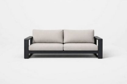 Aluminum Frame Outdoor Sofa with Beige Cushions 200x90x75 cm-Bloomviber