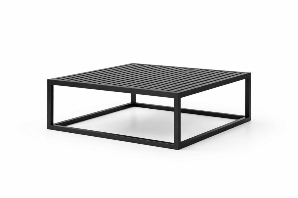 Black Aluminum Slatted Coffee Table 80x80x30 cm-Bloomviber