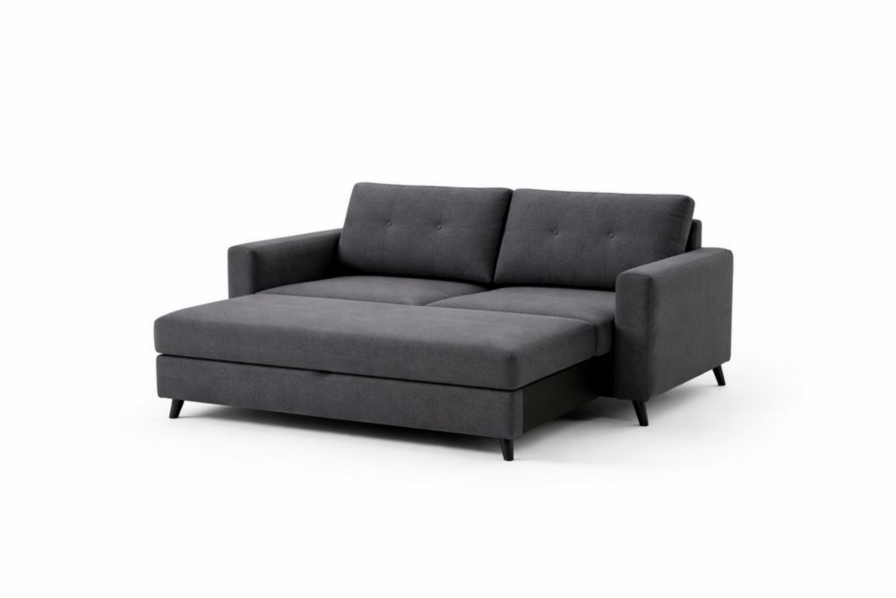 Dark Gray Fabric Sectional Sofa Bed with Chaise 230.0 cm Length