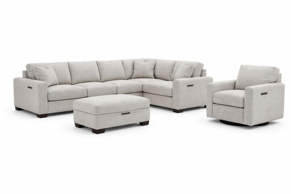 Gray 3-Piece Sectional Sofa Set with Armchair and Ottoman