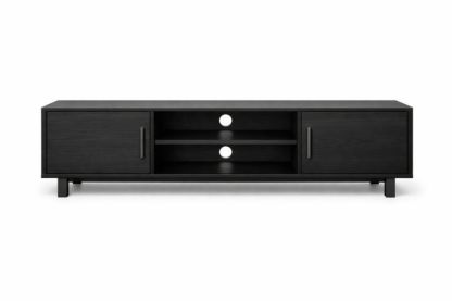 Black Wood TV Stand with Storage Compartments 180cm x 45cm x 50cm