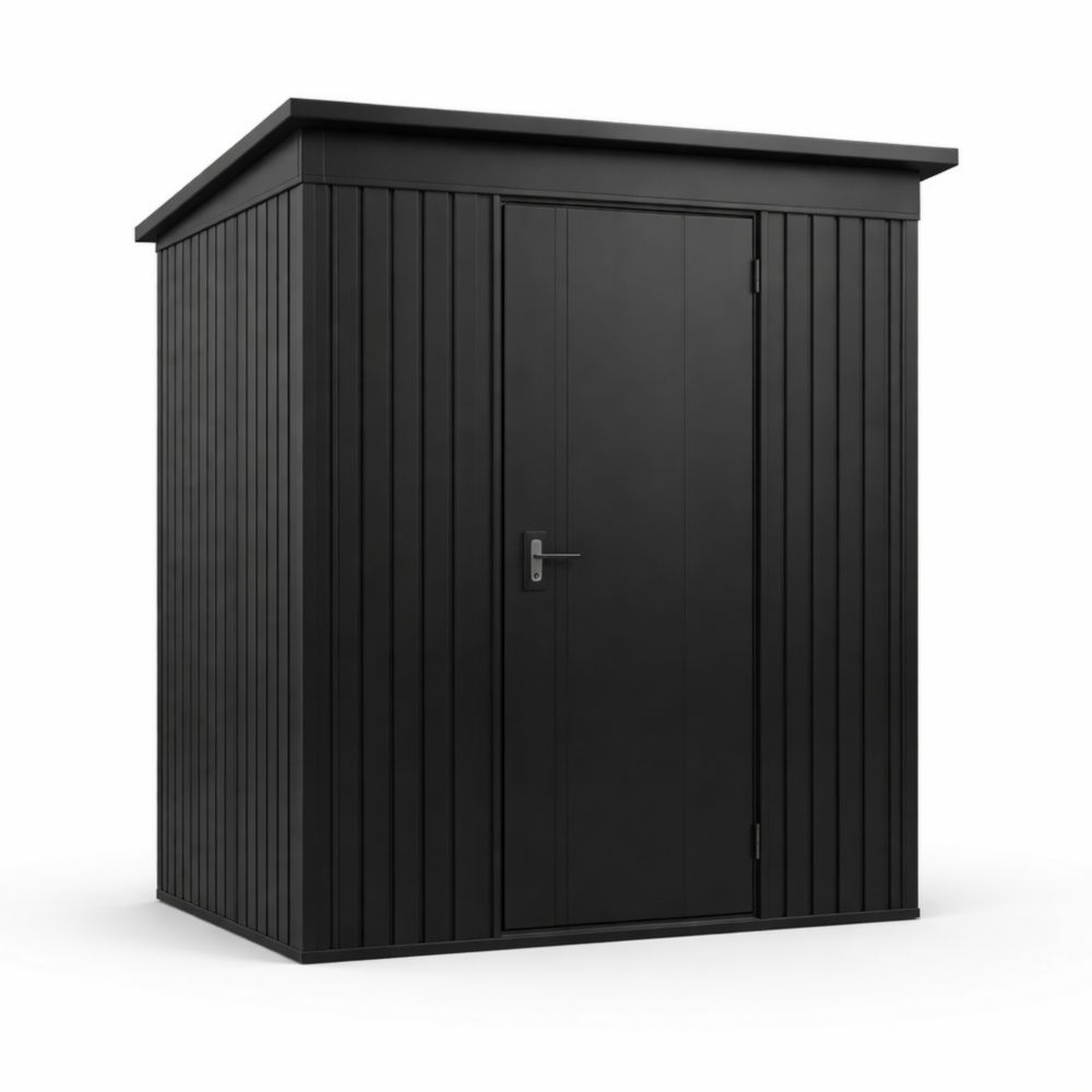 Outdoor Steel Storage Shed Black with Locking Door 213cm x 127cm x 208cm