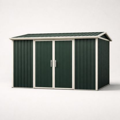 Metal Outdoor Storage Shed Dark Green Galvanized Steel 4x8 ft