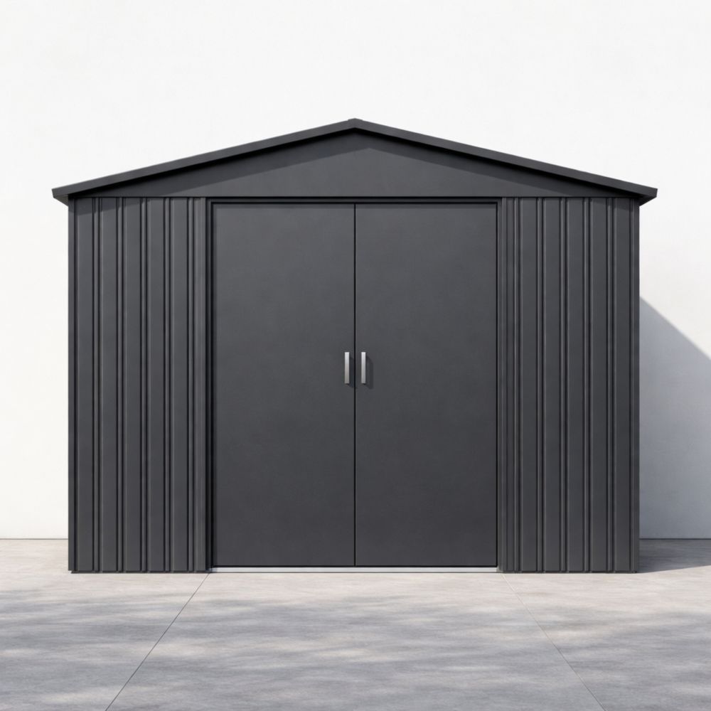 Gray Steel Outdoor Storage Shed 315x205x177 cm