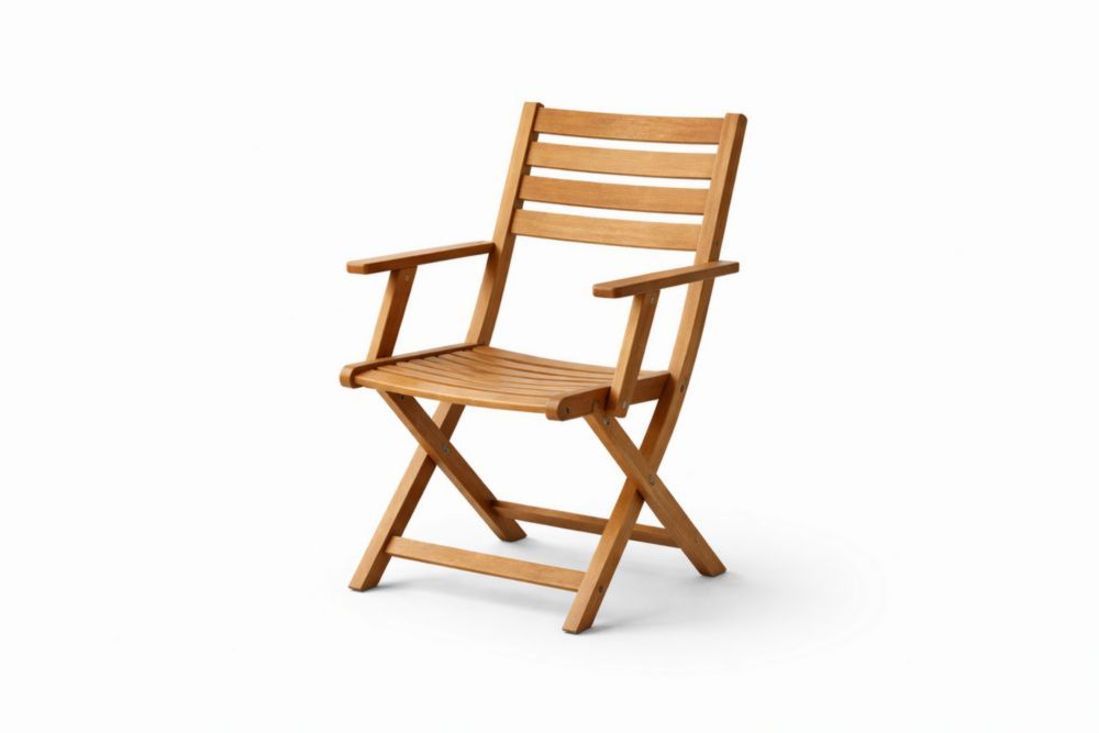 Folding Acacia Wood Armchair with Natural Finish, 85 cm Height
