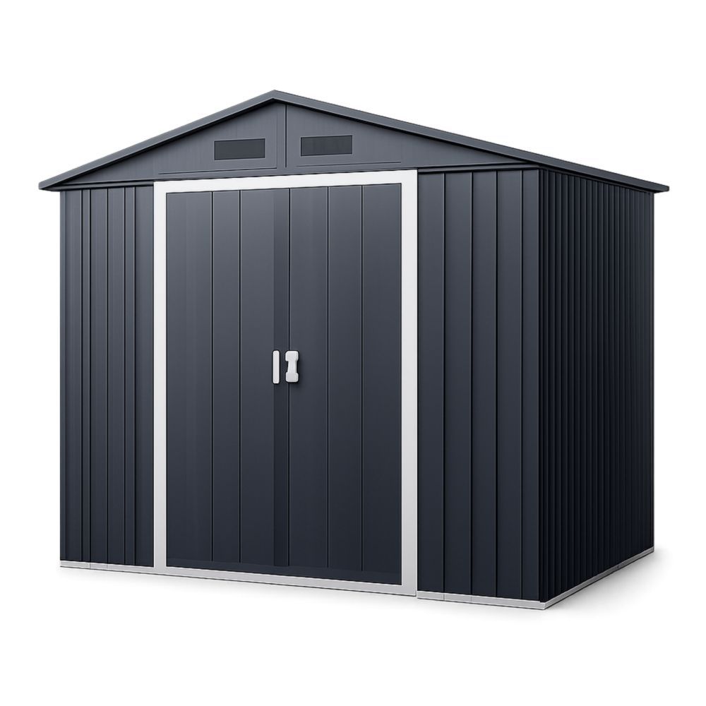 Outdoor Steel Storage Shed Dark Grey 277x195x192 cm
