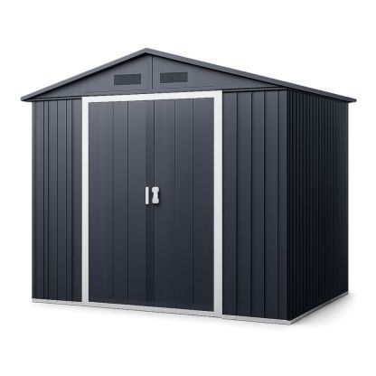 Outdoor Steel Storage Shed Dark Grey 277x195x192 cm