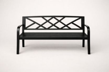 Outdoor Bench in Black Cast Aluminum, 127 cm Length