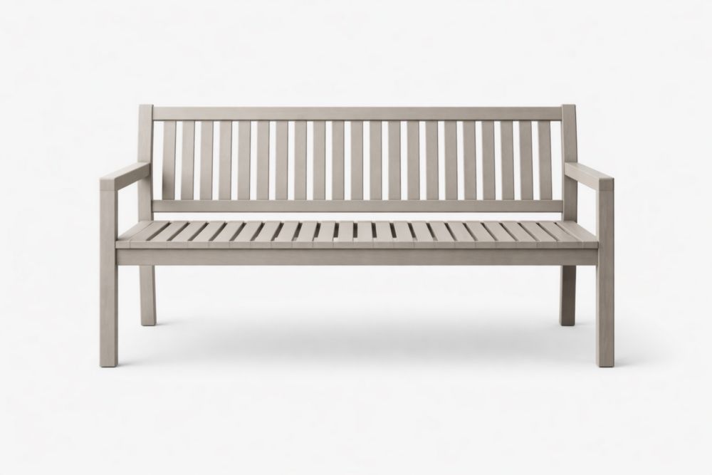 Acacia Wood Outdoor Bench Gray Slatted Design