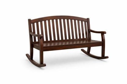Solid Acacia Wood Rocking Bench in Dark Brown, 150 cm Length
