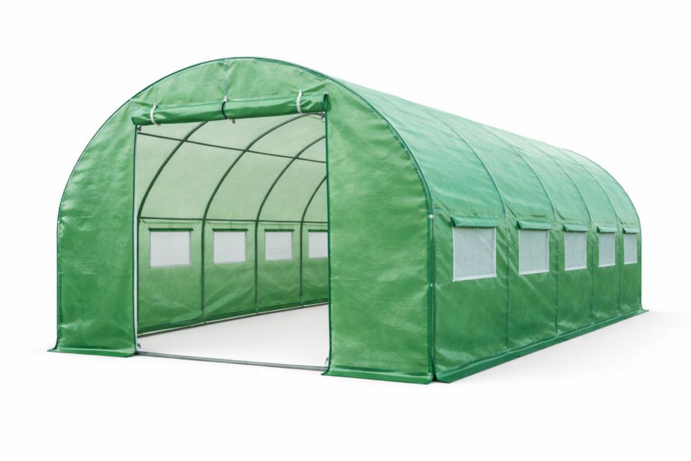 Large Greenhouse Tunnel Shape Green 6m x 3m Polyethylene Cover with Steel Frame