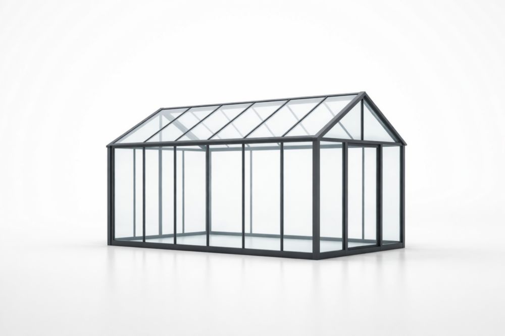 Aluminum Frame Glass Greenhouse with Tempered Glass Panels Black 300cm x 250cm x 200cm