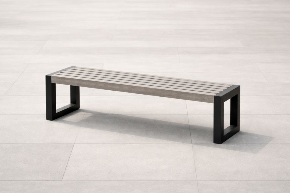 Outdoor Bench Recycled Wood and Steel 120 x 35 x 45 cm