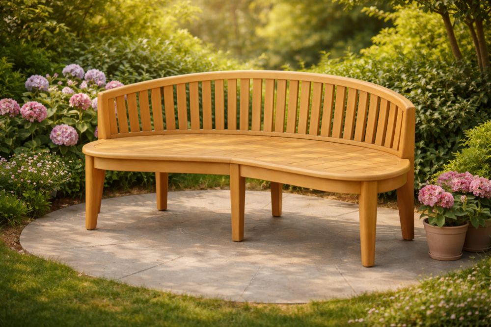 Teak Wood Curved Garden Bench 120 x 55 x 90 cm