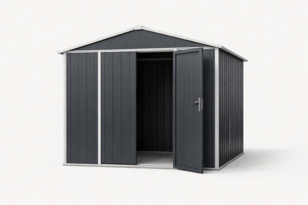 Galvanized Steel Storage Shed Dark Gray 213cm Width 130cm Depth 173cm