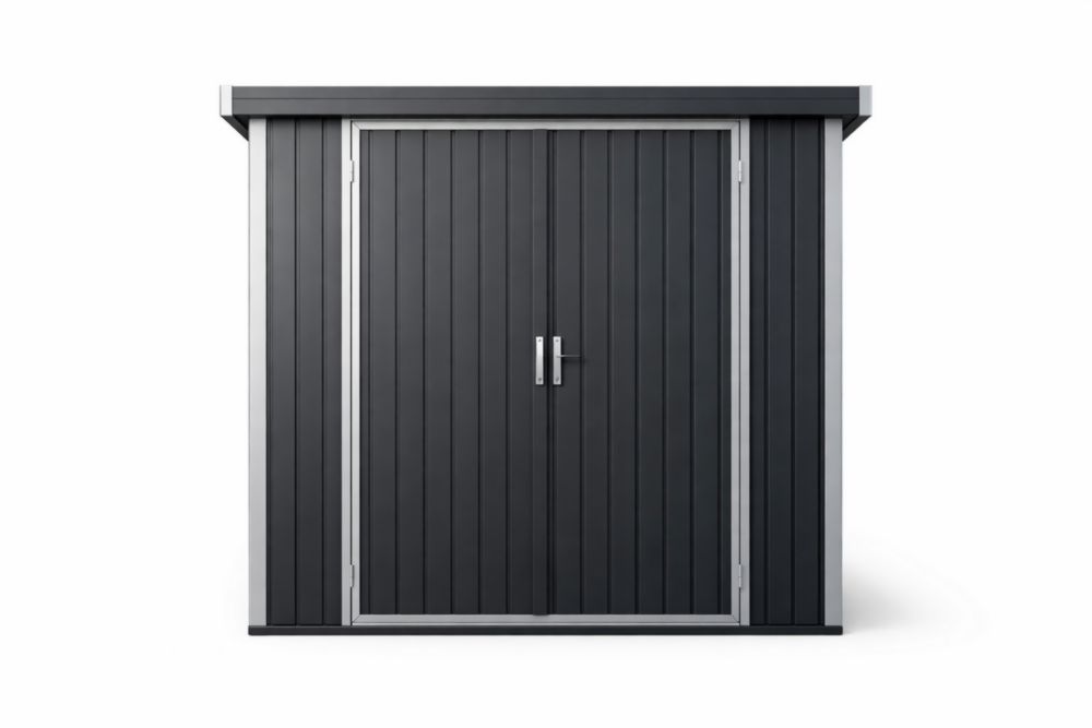 Steel Garden Storage Shed Dark Gray Double Door 235cm x 150cm x 200cm
