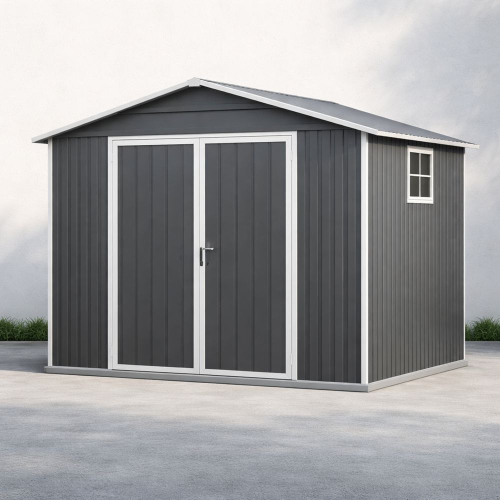 Outdoor Metal Storage Shed Steel Gray 300x200x210 cm