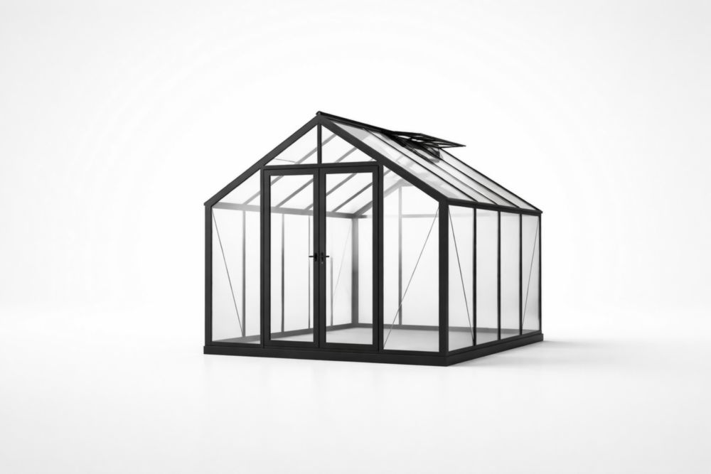 Aluminum Frame Greenhouse with Tempered Glass Panels 250x200x220 cm(L × W × H)