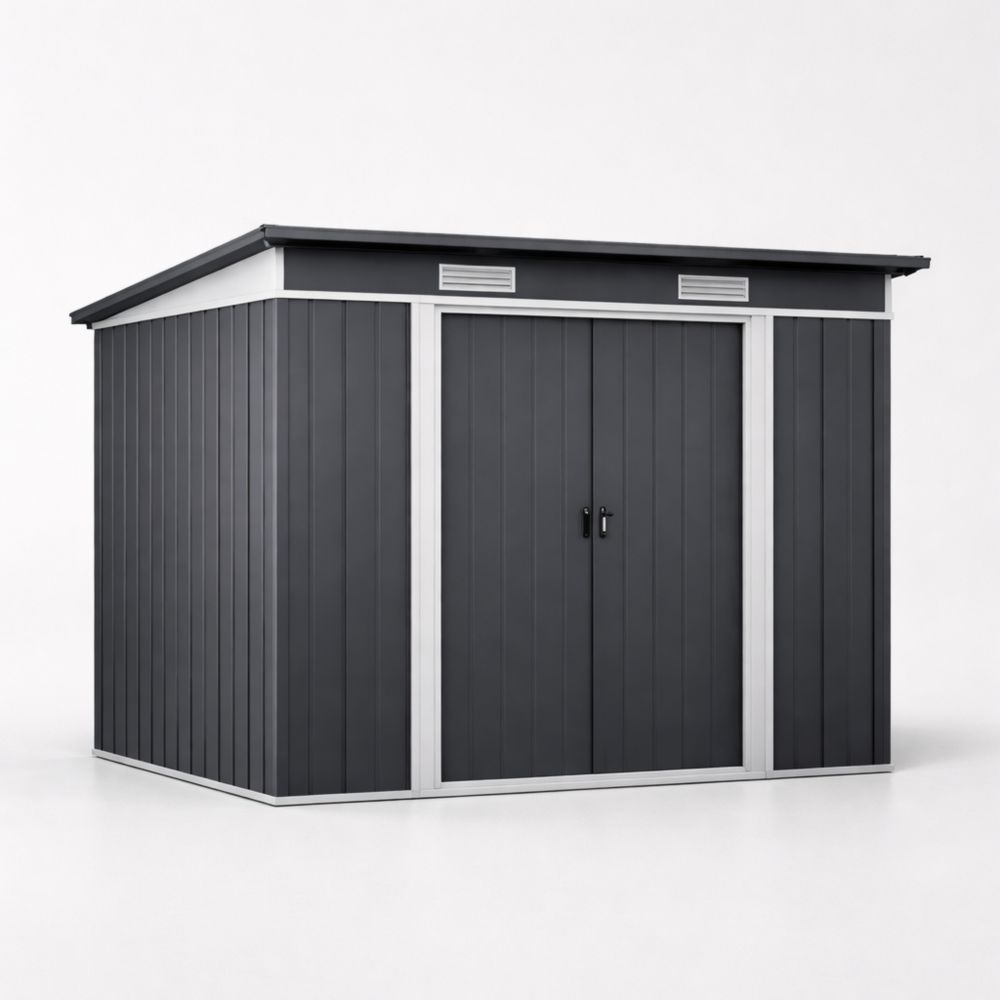 Metal Storage Shed Grey 257x205x208 cm Steel Frame