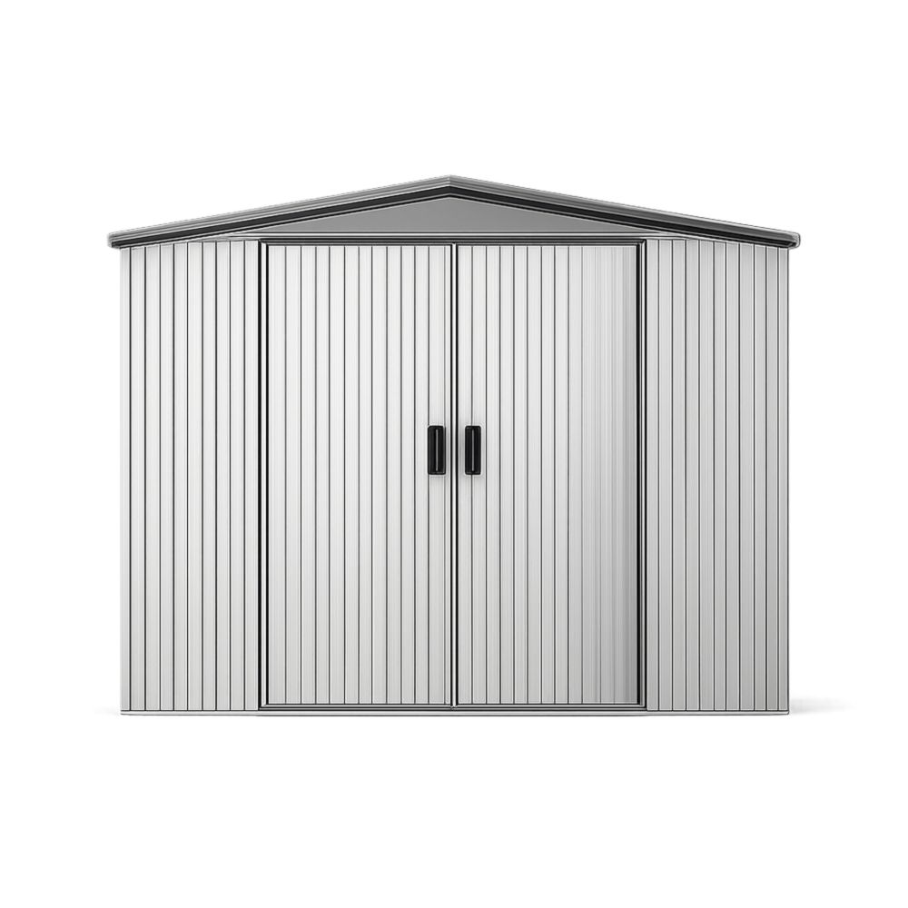 Metal Outdoor Storage Shed Double Doors Gray 85.5x52x63 Inch