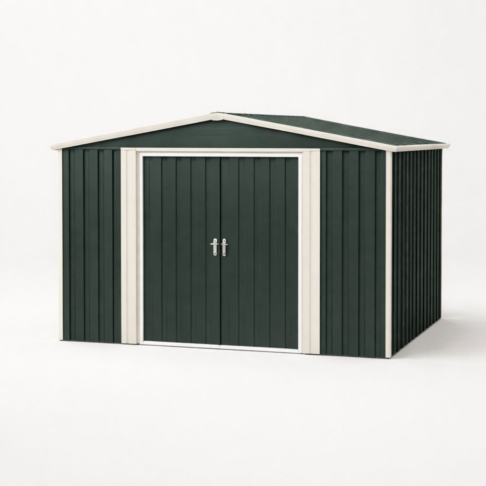 Metal Garden Storage Shed with Double Doors Green 10x8 ft