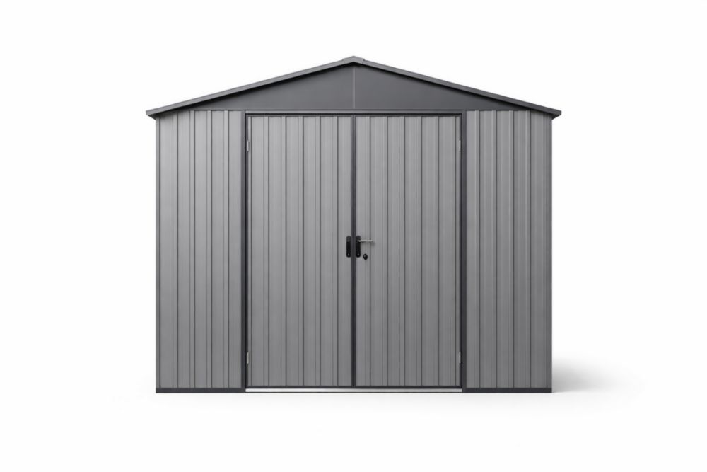 Outdoor Steel Storage Shed Double Door Grey 303x237x202 cm