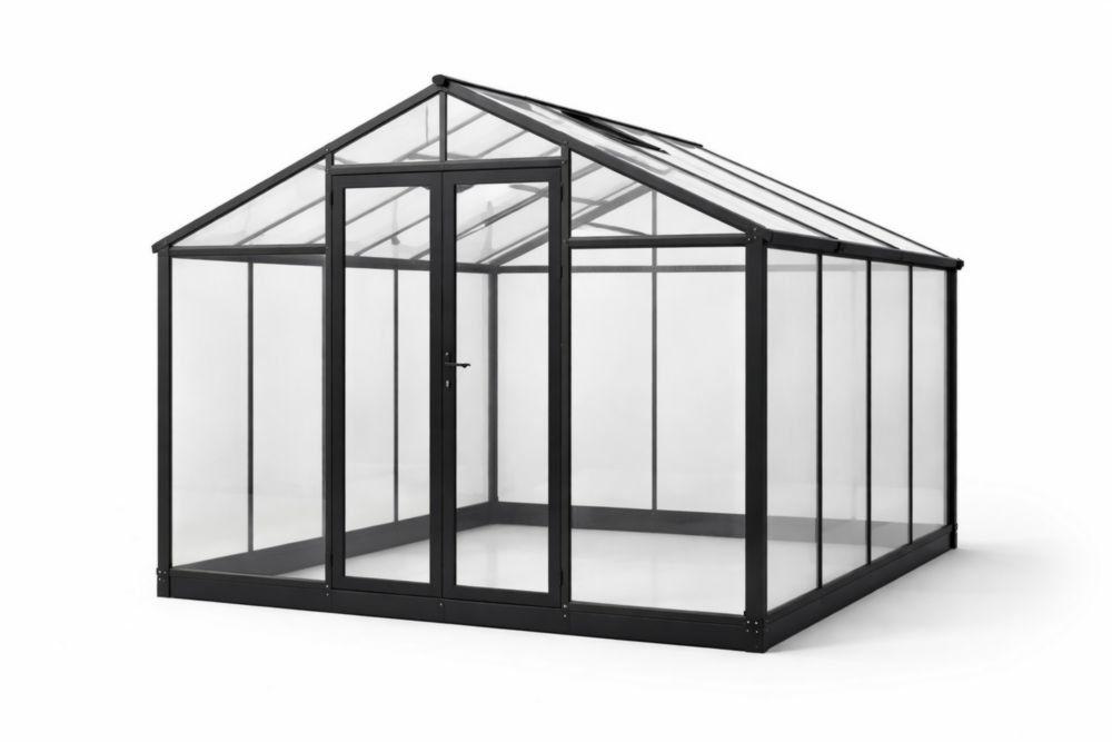Greenhouse Rectangular Black Aluminum Frame with Polycarbonate Panels 300cm x 250cm x 210cm(L × W × H)