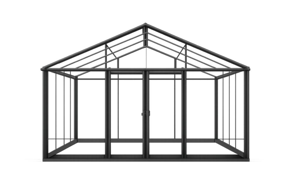 Aluminum Frame Greenhouse with Polycarbonate Panels Black 300cm x 250cm x 230cm(L × W × H)
