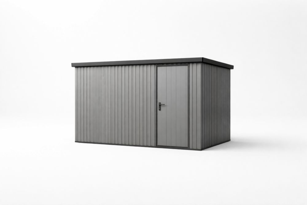 Steel Garden Shed with Flat Roof Grey 300 x 200 x 220 cm