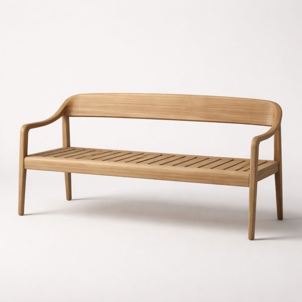 Outdoor Wooden Bench with Backrest and Armrests-Verdanilia