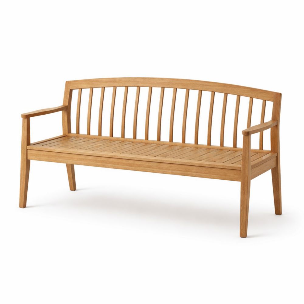 Teak Wood Outdoor Bench with Slat Backrest 150cm-Verdanilia