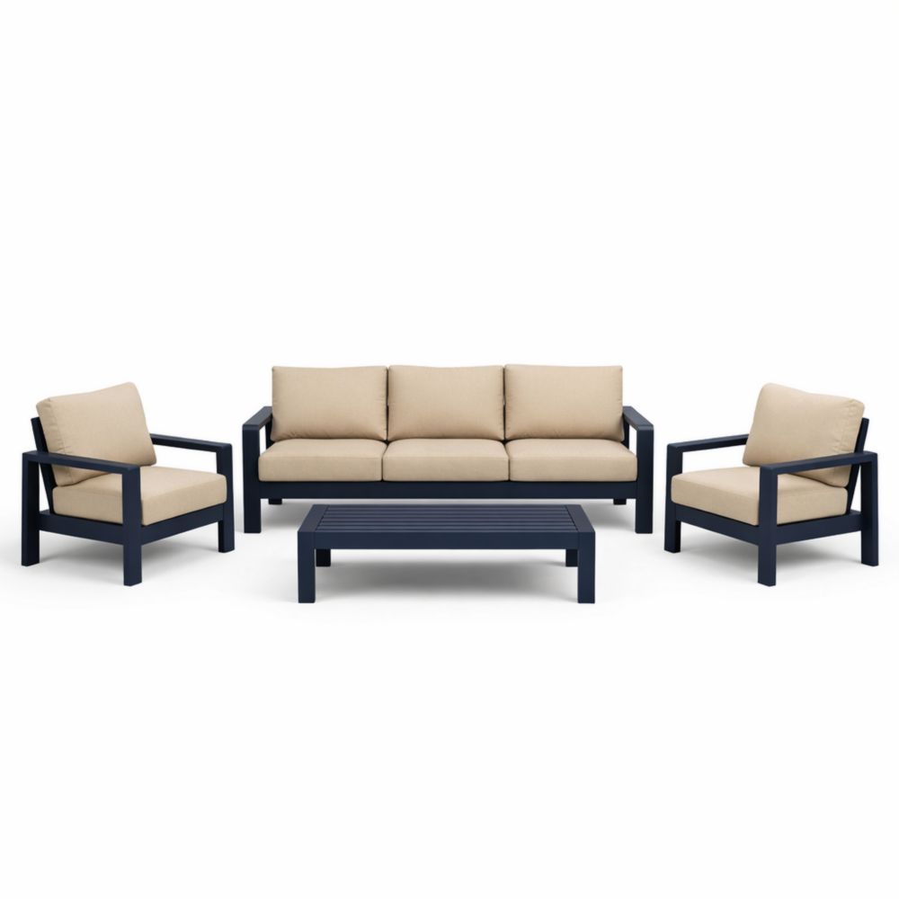 Outdoor Aluminum Furniture Set with Beige Cushions